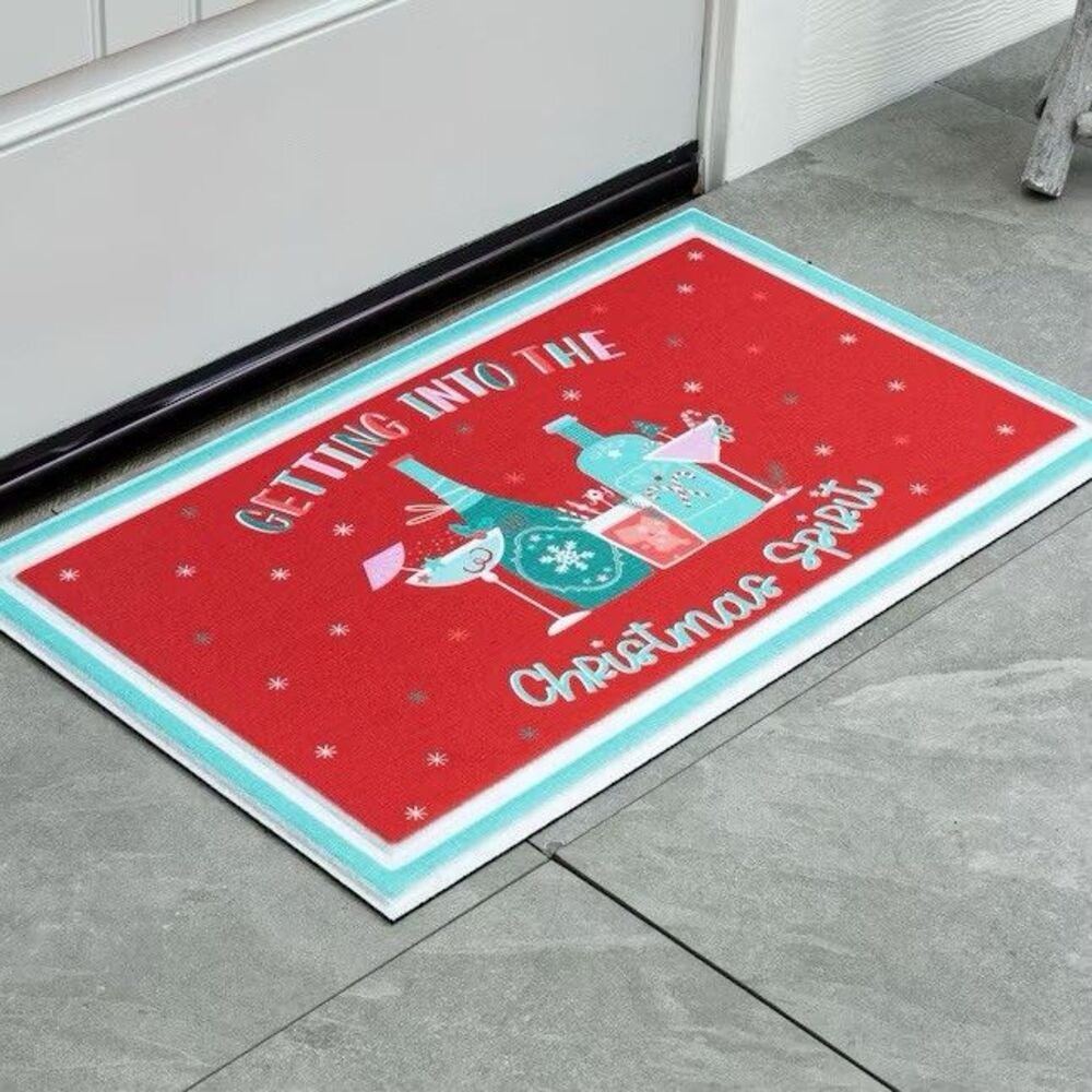 Style Selections Multi Coir Non-Slip Grip Outdoor Christmas Spirit Door Mat